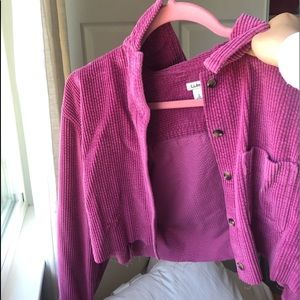 Cropped Pink Corduroy Jacket Shirt